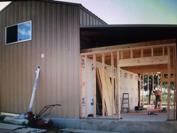 Photo of the tasting room being built at Westcave Cellars Winery.