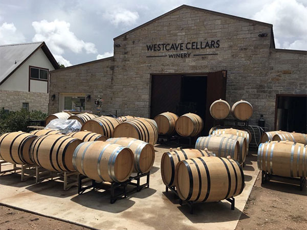 The winery barrels outside of the Westcave Cellars Winery.