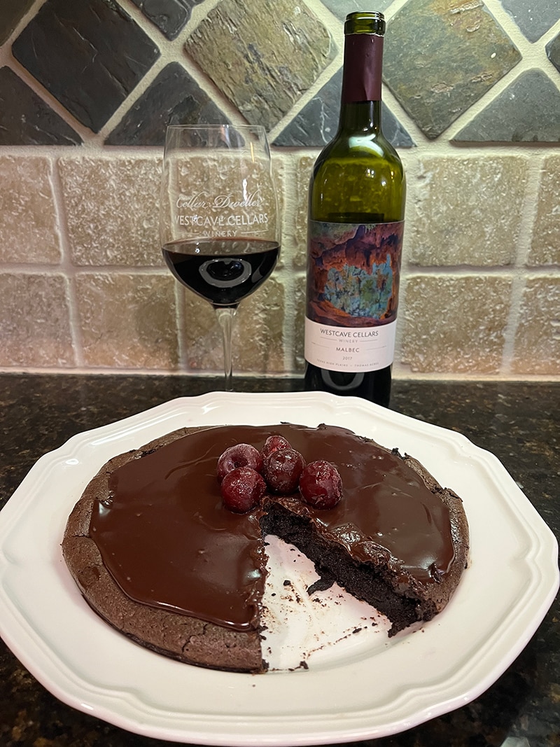 Flourless Chocolate Cake with Westcave Malbec Wine