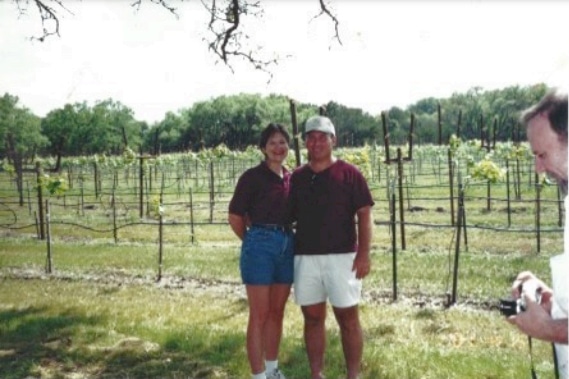 old photo of Margaret and Allan the owners of Westcave Cellars Winery & Brewery back in 1999.