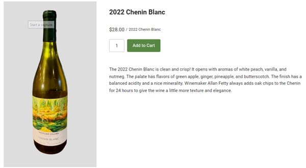2022 Chenin Blanc wine available at Westcave Cellars Winery & Brewery
