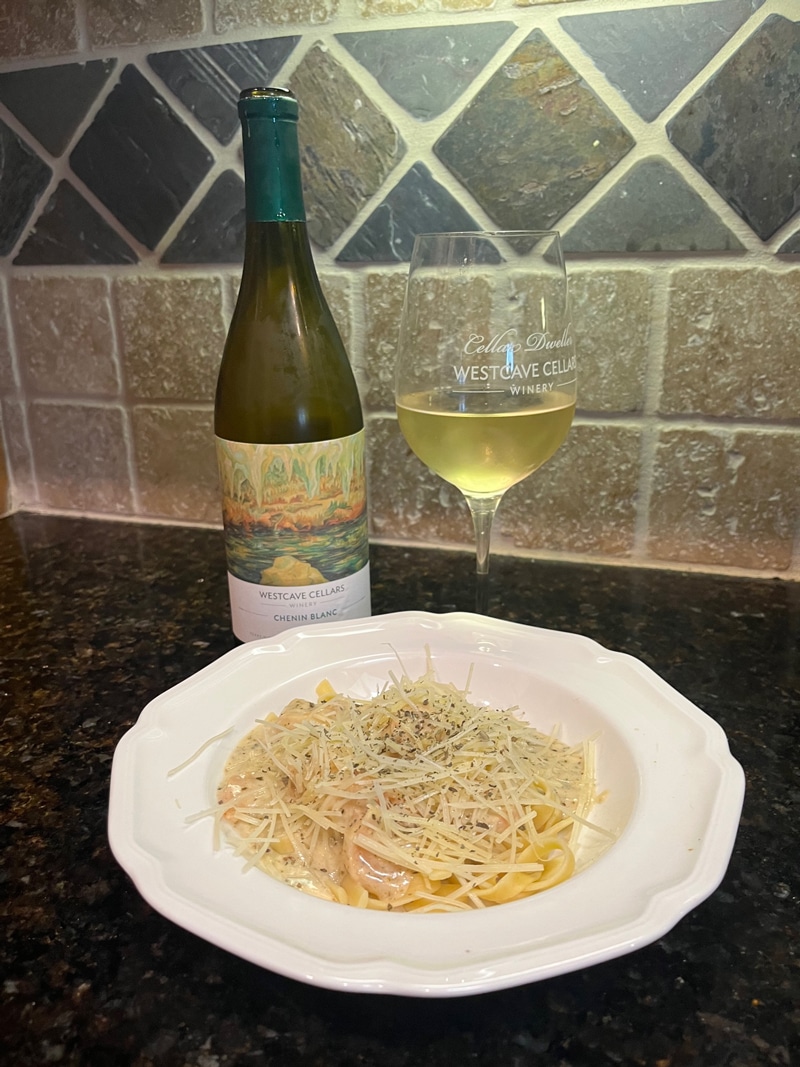 shrimp alfredo recipe from Westcave Cellars Winery & Brewery